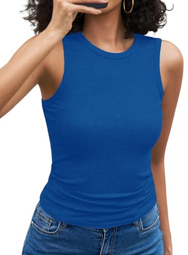 Aottori Débardeur Femme Col Rond Tricot Côtelé Coupe Ajustée Couleur Unie | Maille côtelée visible; col rond clairement structuré; coupe ajustée et longueur standard; se porte seul ou sous une veste