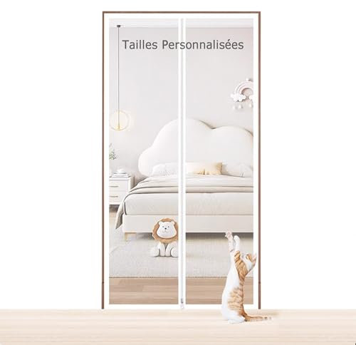 Porte Moustiquaire pour Chat Personnalisable, Moustiquaire de Balcon, Rideaux Anti Mouches pour Porte, Avec Fermeture éclair, pour Salon, Chambre, Cuisine