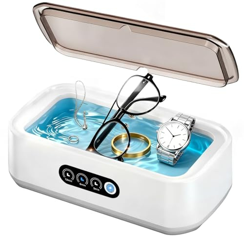 AMCHLEL Limpiador Ultrasónico 650ml, Ultrasonidos Limpieza 49KHz, Ultrasonic Cleaner, 3 Funciones de Tiempo, Limpieza Ultrasonidos para Gafas, Joyas, Dentaduras