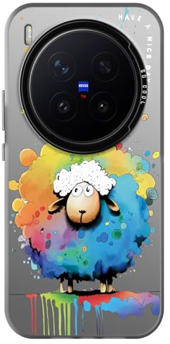 YUXING fodral för Vivo X300 Pro med blomma djur graffiti konst mönster design svart bakskydd smal tunn stötsäker stötfångare skyddsfodral, får