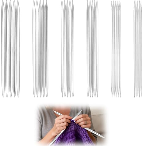 Ruvan Lot De 30 Aiguilles À Tricoter, Aiguilles À Tricoter Acier Inoxydable, Double Pointe, 6 Tailles - 2mm 2,5mm 3mm 3,5mm 4mm 5mm, Pour Chaussettes, Gants, Chapeaux, Pulls Pour Animaux De Compagnie