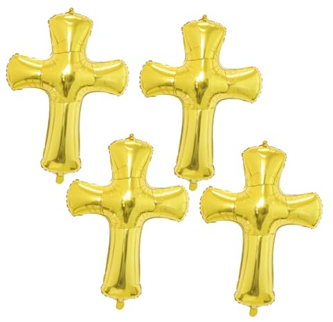 CLISPEED 4 Palloncini in Lamina a Forma di Croce per Battesimo, Decorazioni per Feste Battesimali, Ornamenti per Party, Resistenti e Adatti a Decorazioni Parete e Festa
