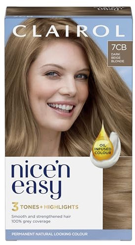 Clairol Nice'n Easy Crème, Natural Looking Oil Infused Permanent Hair Dye, 7CB Cool Beige Blonde, New Name Same Shade