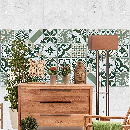 RE-COVERTILES - Adesivi Piastrelle Cucina Bagno Mattonelle adesive in PVC Impermeabili Antigraffio Stickers Decorazione Parete Cementine Peel and Stick - Modello 10 Pz 20x20 cm PS00090 Made in Italy