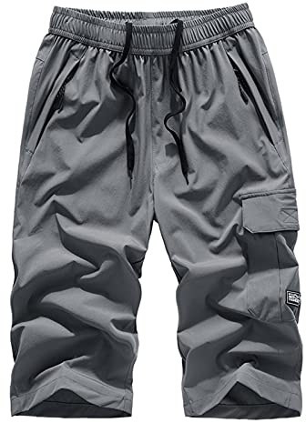 MakingDa Pantalones cortos para hombre, pantalones cortos 3/4, pantalones de jogging, pantalones deportivos casuales, verano, gimnasio, correr, entrenamiento, debajo de la rodilla, pantalones de