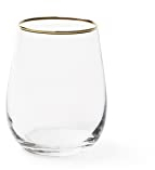 Excelsa Gold Lot de 6 verres à eau, verre soufflé, bord fil doré, 470 ml