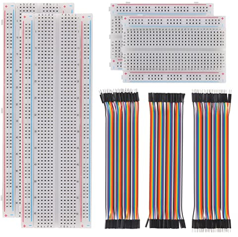 AUKENIEN Breadboard Dupont Wire Kit 2pcs 400 Tie-point 2pcs 830 Tie-Point Solderless Breadboards and 40pin Female to Female Male to Female Male to Male Cable Jumper Wires for Arduino Raspberry Pi 2/3