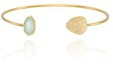 OZEL â Womenâs Gold Cuff Bracelets â 18K Gold Plated Textured Bangles with Multi-Color Crystal & Rhinestone Accents â Layered Stacking Jewelry (Green Opal, Free)