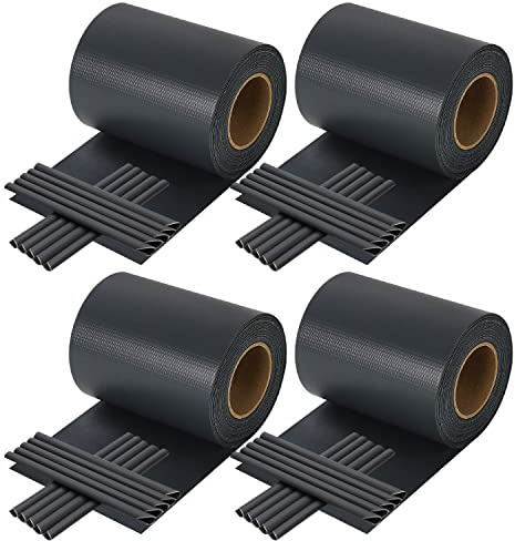 Ansobea 50 m x 19 cm - Bandes brise-vue en PVC pour double fil - 4 rouleaux de clôture - 40 clips de fixation - Bandes brise-vue - Clôture de jardin - Anthracite