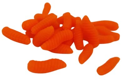 25pcs Artificial Maggots Buoyant Pop Up Fluorescent Fluoro Fake Maggots for Fishing Soft and Lifelike Bait Trout and Carp Fishing Tackle (Fluorescent Orange)