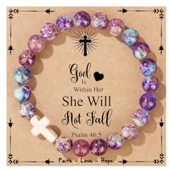 JoycuFF Cross Bracelet for Women Christian Religious Baptism Gifts
