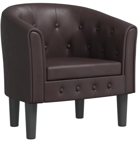 vidaXL Fauteuil Cabriolet, Chaise avec Accoudoirs, Canapé avec Dossier, Siège Rembourré, Meuble de Salon Chambre, Moderne, Marron Similicuir