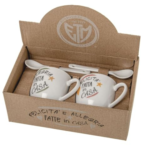 Generico Set da 2 Tazze tazzine da caffè in Scatola Regalo BOMBONIERA (Fantasie)