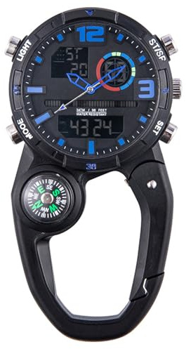 VOSO Carabiner Watch Luminous Clip on Quartz Watch Compass, Glow in The Dark Clip On Unisex Pocket Backpack Buckle Belt Watch for Doctors Chefs Outdoor Climbing