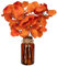 Hollyone 35cm Künstliche Eukalyptus Zweige Mit Glasvase, Orangen Herbstdekoration Kunststoff Pflanze, Realistische Silberdollar für Tischdeko Büro Deko