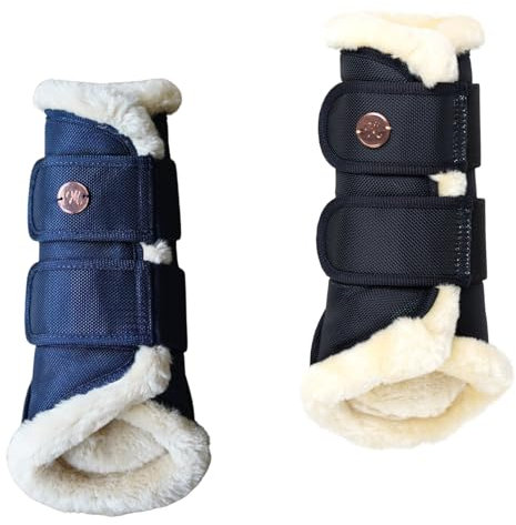 Marengos - Dressurgamaschen Modern Rosé | Pferde-Gamaschen mit weichem stoßdämpfendem Kunstfell | wasserdicht & atmungsaktiv | Gamaschen für Pferde | Pferdebeinschutz in Nachtblau | Größe M