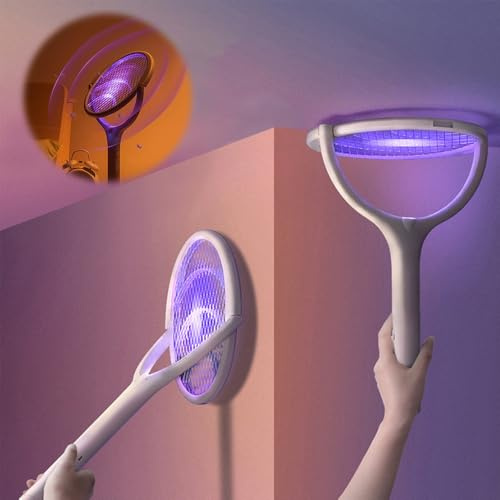 YANGUN Racchetta Zanzare Elettrica, 3500V Scacciamosche Elettrico Estensibile,6 in 1 Racchetta Zanzare Elettrico con Testa Rotante, Antizanzare Ricaricabile Tramite USB,Scacciamosche per Casa Giardino
