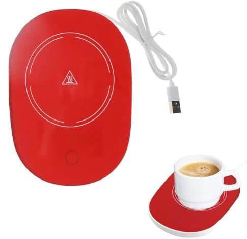 Scalda Tazza USB, Scaldatazze da Caffè, Sottobicchiere Elettrico per Bevande, Utilizzabile per Caffè, Latte, Tè, Acqua, Regalo di Natale, Ideale per la Stagione Invernale, Rosso