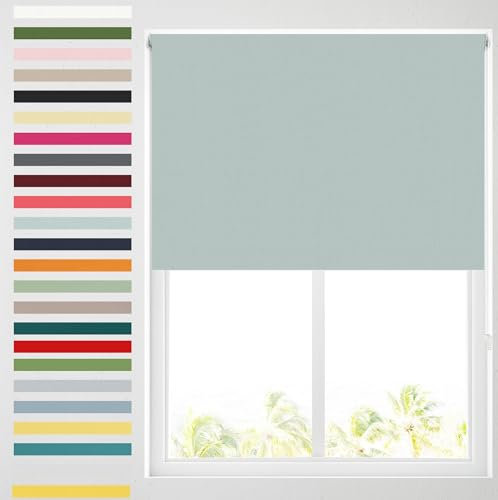 Barnes Blinds - Blackout Roller Blinds for Windows, Custom Cut to Size - Black Out Thermal Fabric Durable Fittings Easy Fit - Roller Blind (Duck Egg 183cm)