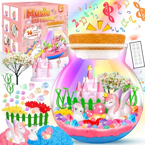 PIIMNT Juguete unicornio para niñas de 4 5 6 7 8 9 10 11 12 años, regalo de cumpleaños para niñas juego de zoo unicornio con música luces LED y juguete unicornio con mando a distancia