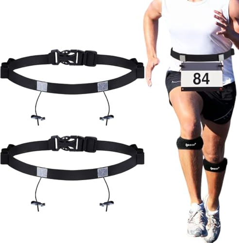 XPEX Cinturón con pechera de 2 piezas para carreras de maratón, triatlón y ciclismo Cinturón ligero y transpirable con número de corredor sin pasador