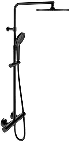 Keuco Thermostat-Brausemischer Plan blue Aufputz, mit Kopfbrause, schwarz-matt