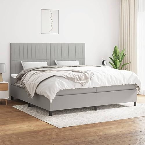 Iiaky Boxspringbett mit Matratze Betten Mit Matratze Schlafzimmer Bett Boxspringbett Mit Matratze Hellgrau 200x200 cm Stoff // 3141961