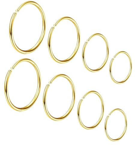 COYUN 8 Pcs Acero Quirúrgico Piercings Nariz Septum Piercing 16G Segmento Anillo Cuerpo Piercing Nariz Aro Labio Anillos Cartílago Concha Helix Pendientes para Mujeres Hombres 6/8/10/12/14mm
