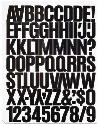 1.5 Inch Vinyl Letters Number Stickers, 288 Pcs Self Adhesive Alphabet Sticker for Sign, Truck, Mailbox, Scrapbook - Black