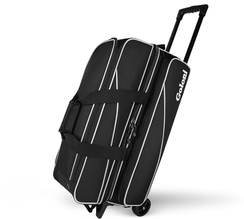 Goloni 3 Ball Bowling Bags with Wheels - Rolling Bowling Bag for 3 Balls & Accessories - Retractable Handle Extends to 41''