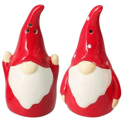 Christmas Gonk Salt and Pepper Shakers | Festive Gnome Ceramic Salt & Pepper Set | Novelty Cruet Set - 10cm