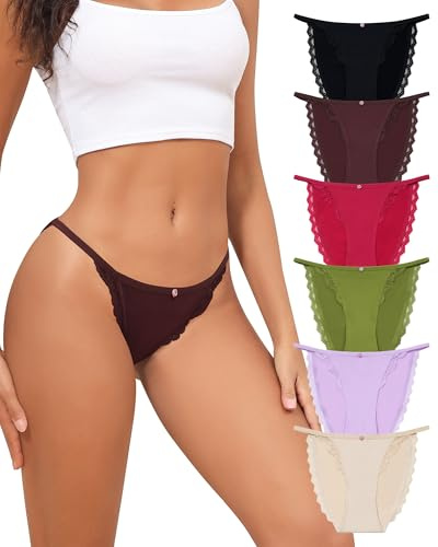 Levao Bragas Mujer Bikini Suave Encaje Cintura Baja Fresca Pack de 6 | Estilo Bikini Deportiva, Fresca y Transpirable, Entrepierna de Algodón, Suave y Cómoda, Ajuste Perfecto