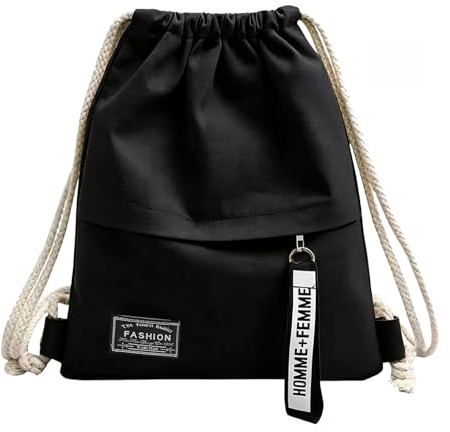 ARYIMYDP Sacca Sportiva Nera 1 Pezzo, Borsa da Palestra in Tela con Coulisse, Leggera e Versatile per Scarpe, Viaggio, Unisex
