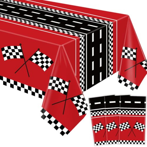 YJZCP 3 stycken racingdukar för bil- och födelsedagskalas bordsöverdrag för racerbil fester racingtema partydekorationer för barn motocross cykel festdekorationer mått 130 × 220 cm