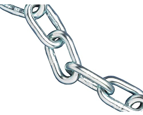Enrouleur de chaîne Faithfull en acier zingué à maillons A - Acier doux soudé, DIN5685, chaîne à maillons antirouille - Longueur de 10 mètres, diamètre de 8 mm, charge maximale de 450 kg