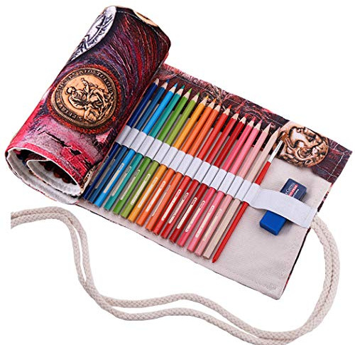 Amoyie Colouring Pencil Case 72 Slots, Roll Up Pen Holder, Pencil Wrap