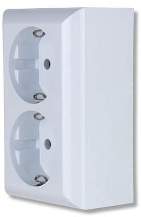 REV Aufputzsteckdose PlanoLuxe - Doppelsteckdose mit Rahmen & Einsatz, weiß