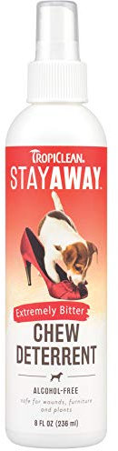 TropiClean Stay Away Spray Repellente e Disabituante per Animali Domestici - Senza Alcool - Sicuro su Ferite, Mobili, Piante - Estremamente Amaro, 236 ml