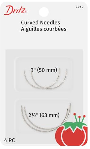 Dritz 3050 Quilter's Curved Hand Needles, 2-Inch & 2-1/2-Inch, Nickel (4-Count)