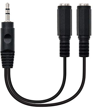 Cable audio estéreo. 2xJack 3.5/H-Jack 3.5/M. nego