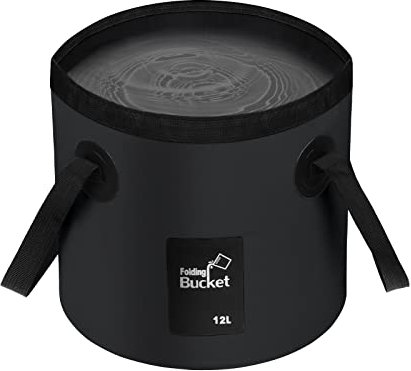 iGreely Folding Bucket - Foldable Camping Storage Container Collapsible Bucket 12L Portable Lightweight Pail for Camping Traveling Hiking Fishing Boating and Gardening (Black(12L))
