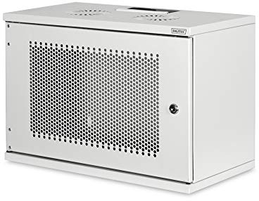 DIGITUS Nätverksskåp - 19-tums rack 7 U - Omonterat - Väggmontering - 400 mm djup - Belastning 60 kg - Perforerad dörr - Grå