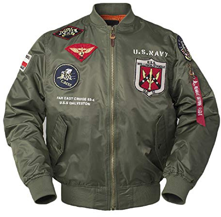 CORIRESHA Mens Apollo Space Embroidered Patches Slim Fit Bomber Jackets Windbreaker