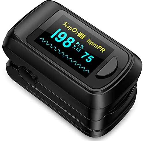 HealthTree Monitoraggio dell'Ossigeno nel Sangue da Dito, Nero