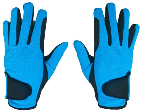 Ungdom ryttare handskar för flickor och pojkar barn handskar alla väder utomhussport handskar ridning (6-8 år, blå)