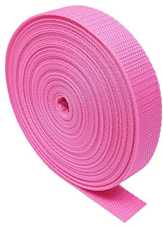Vävrem – stark vävd polypropylen band för väsktillverkning, väskhandtag, remmar för väskor, klädsel, bälten och hantverk – 20 mm 25 mm 38 mm 50 mm, 5 meter förpackning, Rosa, 25 mm