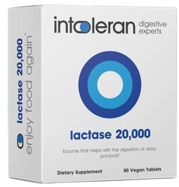Intoleran Lactase 20,000 Digestive Enzymes - 50 Scored Tablets | Supplement for Lactose Intolerance | Lactase Enzyme that Helps Digest Dairy & Lactose | Highest Dosed & Fast Acting | Pure & Vegan