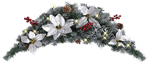 Yumeng Arco de Navidad con Luces LED, Decoracion Puerta Navidad, Adornos Navideños para Casa, Adornos Puerta Navidad, Guirnalda Puerta Navidad, Verde 90 cm PVC