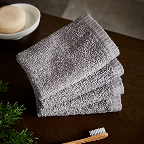 Catherine Lansfield Lot de 4 Gants de Toilette en Coton à séchage Rapide Gris