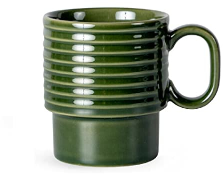 Sagaform Coffee & More Kaffeebecher 2-teilig aus Steinzeug in der Farbe Grün 25cl, Maße: 12cm x 8cm x 9cm, 5018370